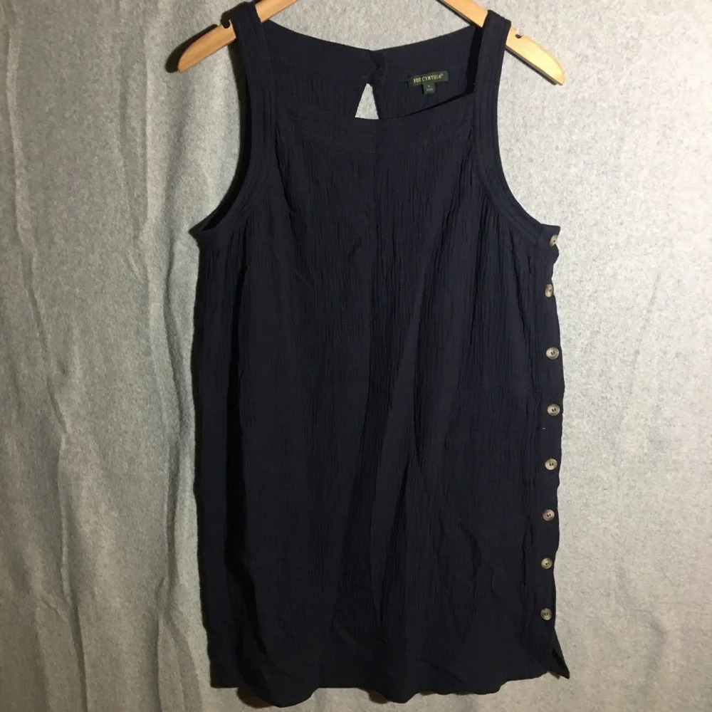 Womens For Cynthia Dress Navy Casual Cotton Summer Spring Coastal Boho Beachy